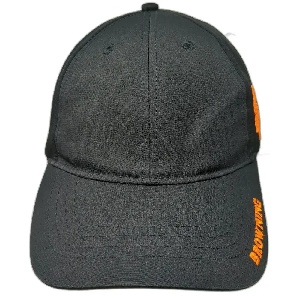 Browning Baseball Cap Black One Size Strapback Orange Buckmark Side Logo Hat
